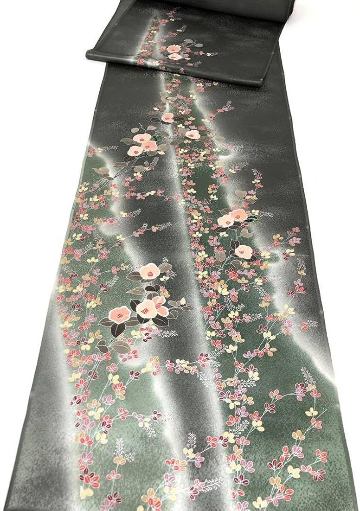 付け下げ 刺繍 紋意匠 正絹 反物 付け下げ 螺鈿 刺繍 銀彩 手描 紋意匠 藍媚茶色 正絹 反物